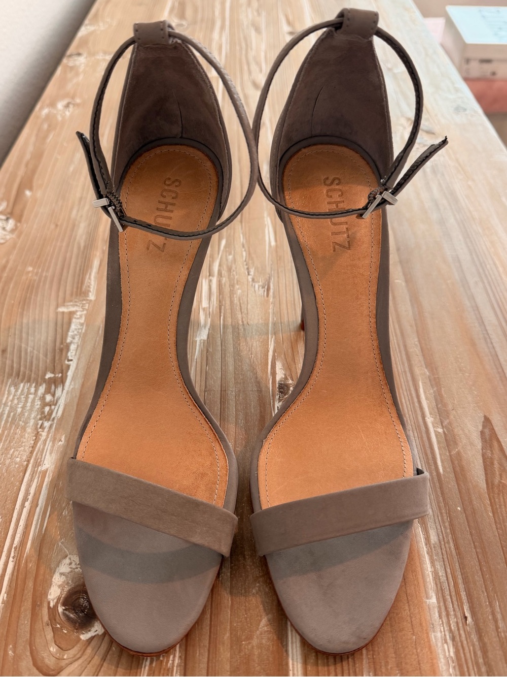 Schutz Cadey Lee Gray Suede Leather Stiletto D’Orsay Sandals (Size 9)